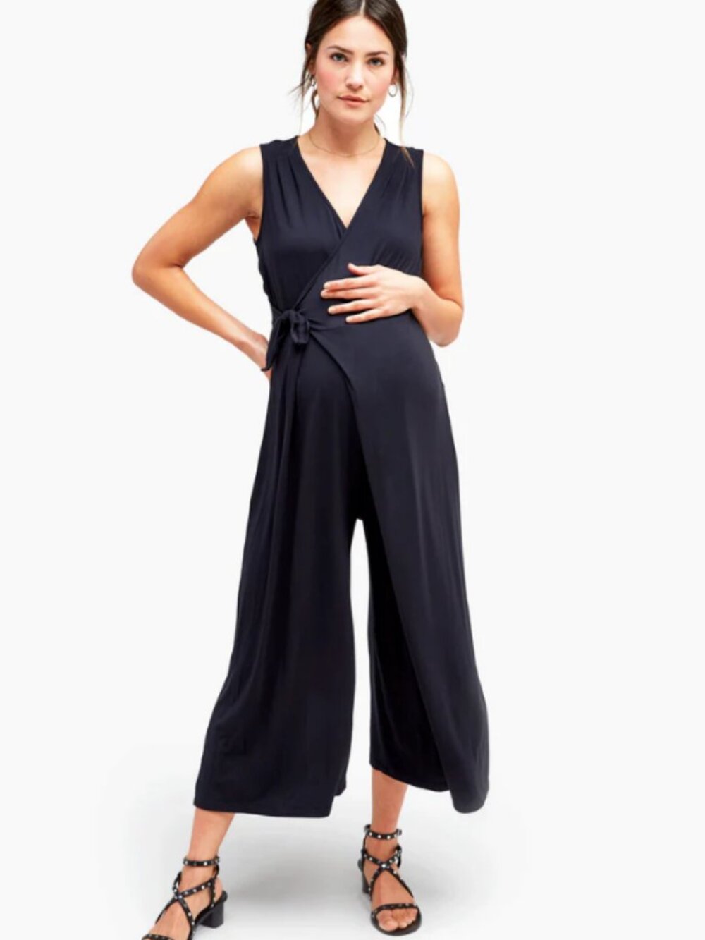 NOM Maternity| Francesca Maternity Wide Leg Jumpsuit | Black| SZ M